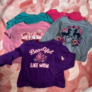 Girls set of 5 long sleeve shirt bundle